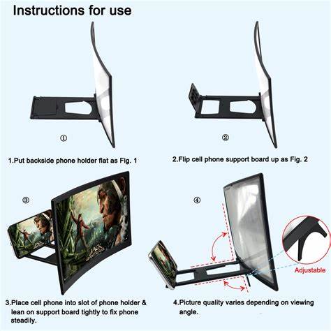 L6 12" Curved phone screen magnifier HD amplifier with phone stand